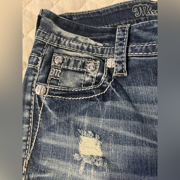 “Distressed Paisley” Miss Me Women’s Mid Rise Curvy Ankle Skinny Jeans (size 25) - Picture 3 of 11